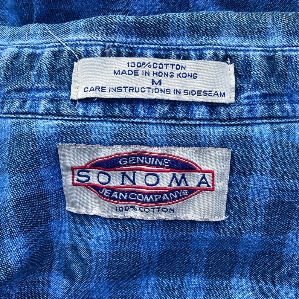 Plaid Denim 90s Button-Up Vintage Sonoma - Picture 7 of 8